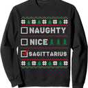 Santa Naughty Nice Sagittarius Zodiac Ugly Sweatshirt, Size M