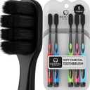 Soft Toothbrushes for Adults - Black Charcoal Toothbrush Ultra Soft for Sensitive Gums - Teeth Whitening Brush for Adults & Children [Extra Family Pack] Super Soft Tip Bristles (Colorful)