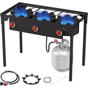3 Burner Propane Gas Stove, Outdoor Camping Stove, Propane Burner