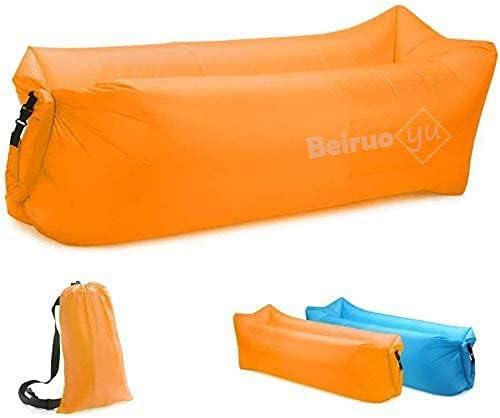 Inflatable Lounger Air Chair Sofa Bed Sleeping Bag Couch for Beach Camping Lake Garden (Orange)