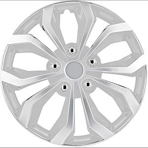 Premium Universal Hubcaps 17 inch, Compatible with Steel Wheels, Set of 4 (Silver)