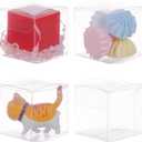 BENECREAT 60 Pack 1.5x1.5x1.5 Inches Clear Plastic Party Favor Box for Valentine's Day Choclates and Wedding Party Candy Cookies Favors