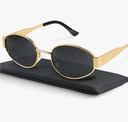 3 PCS livho Retro Polarized Sunglasses - UV400 Protection, Oval Shape, Metal Frames - Matching Soft Case Inlcuded