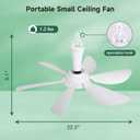 22.5" Plug in Ceiling Fan for Outdoor Gazebo Patio Canopy Tent, 13.2 Ft Long Cord with on/off Button, White