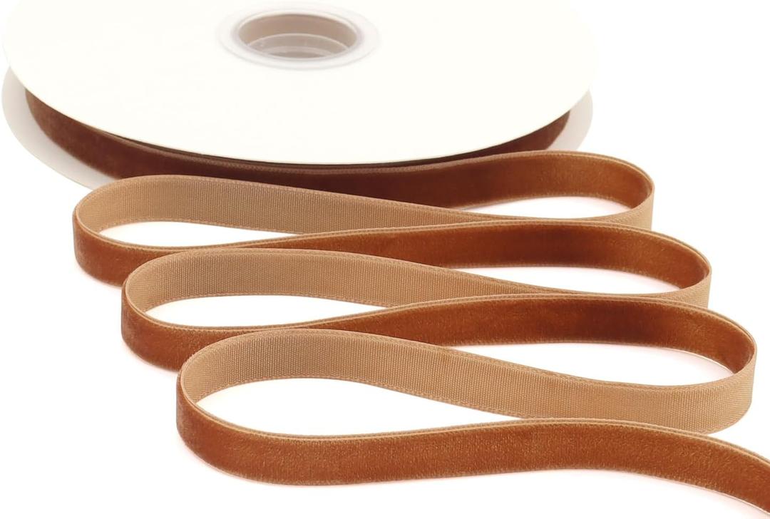 2 x Brown Velvet Ribbon 3/8 Inch X 12 Yards Christmas Ribbon for Gift Wrapping Christmas Ornaments Crafts Home Dcor