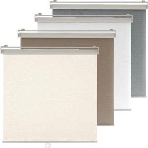 Cordless Roller Shades Blackout Blinds for Indoor Windows - Jacquard Linen Look Thermal UV Blocking Pull Down Shades, Room Darkening for Bedroom, Office, Home (Linen Beige, 23"x72")