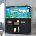 DWVO 120 Gallon Aquarium Stand with Power Outlets, Heavy Duty Metal Fish Tank Stand & Cabinet, Reptile Terrarium Table with 1100LBS Capacity for Aquarium Accessories Storage, Black