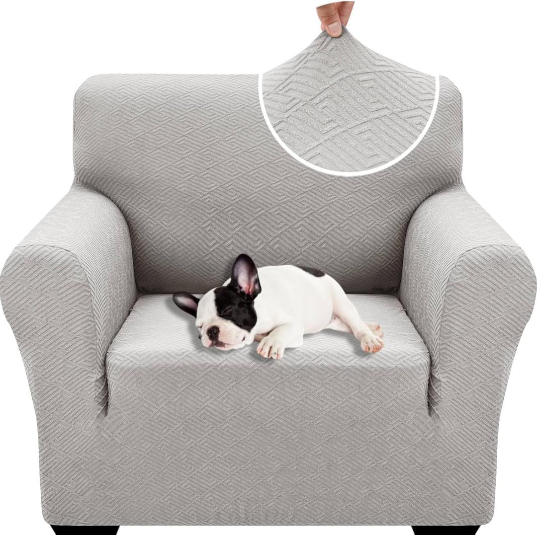XINEAGE 2026 New Stretch Armchair Covers 1 Piece Chair Slipcovers Chair Protector for Living Room Thick Soft Chair Cover with Elastic Bottom Couch Cover for Pets Kids (31"-46", Silver Grey)