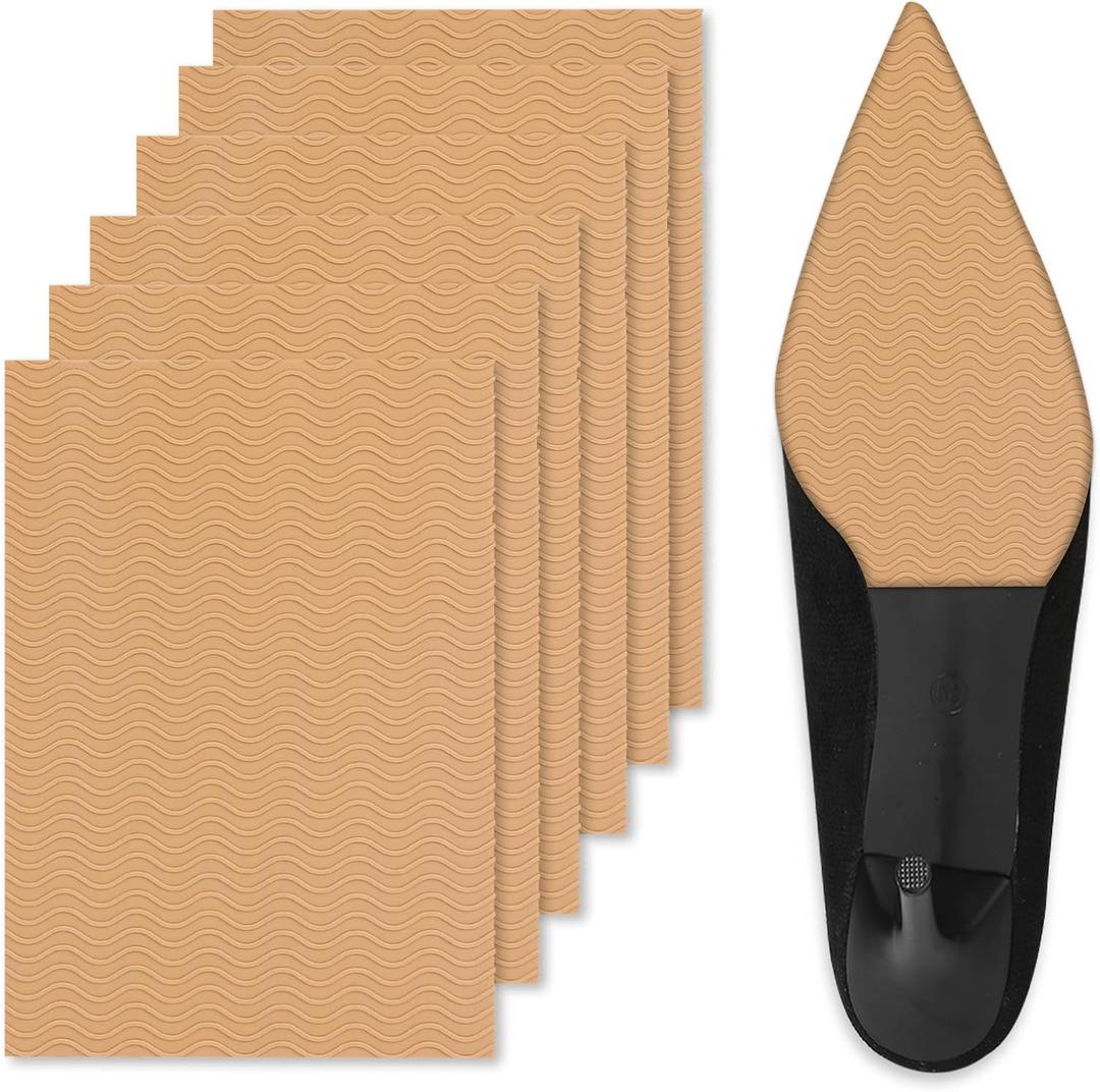 6 Pack Shoe Sole Protector - Self-Adhesive Anti-Slip Grips for High Heels & Boots | Shoes Non-Slip Bottom Covers for Women (6 x 4inches, Yellow)