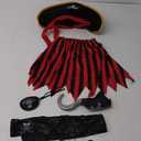 5Pcs Pirate Costume Kids,Girls Pirate Costumes Halloween Pirate Dress Up Pirate Accessories for Kids Gift (Medium)