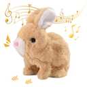 Jorlzeut My Realistic Bunny Toy,Bunny Realistic Bunny,Can Jump Can Talk(Brown)