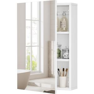 Homleke Wall-Mounted Medicine Cabinet with Mirror, Bathroom Vanity Cabinet, 5.3”D x 15.8’’W x 23.6’’H