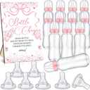 TrelaCo Cool Baby Shower Games Bottle Chug Sign and 12 Pcs Baby Bottle Shower Favor Baby Bottles for Baby Shower Games Gender Reveal (Pink Bow)