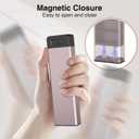 HEIYING Pill Organizer with Aluminum Shell for One Week Capacity, Portable 7 Compartments Pill Box Container to Hold Vitamin, Medicine, Supplements, Pink