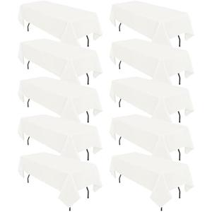 10 Pack Ivory Tablecloths for 8ft Rectangle Tables 60 x 126 Inch - Polyester Table Cover Stain and Wrinkle Resistant Washable Fabric Table Clothes for Wedding Party Banquet Reception Restaurant