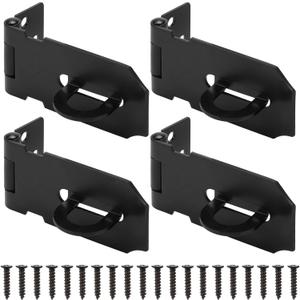 3 Inch Door Lock Hasp Latch, Security Packlock Clasp Hasp Lock Latch, Stainless Steel Gate Lock Hasp for Outdoor Fence Gate,Barn Door, Cabinet, Drawer, Brushed Finish with Screws, 4 Pack