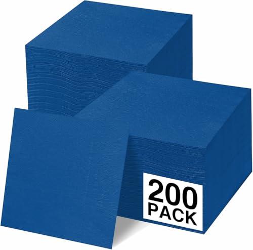 Cocktail Napkins Disposable, Royal Blue Beverage Napkins Soft and Absorbent Paper Napkins for Dinner, Party, Wedding, Or Every Day Use, 5” x 5” 2 Ply Party Napkins, Pack of 200 - By Amcrate