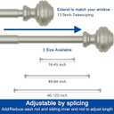 Nickel Curtain Rods for Windows 48-84 inch,3/4 inch Heavy Duty Adjustable Decorative Curtain Rod with Modern Finials,Window Rods for Bedroom, Living Room,Patio and Kitchen