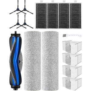 16Pcs Replacement Accessories kit for ECOVACS DEEBOT X8 Pro Omni / X8 Omni Robot Vacuum With 1 Anti Tangle Main Brushes, 2 Roller Mops, 4 HEPA Filters, 4 Side Brushes, 4 Dust Bag, 1 Cleaning Brushes