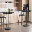 YATINEY Bar Table, Round Bar Table Set of 2, Counter Height Table, Pub Cocktail Table, Metal Frame, for Bistro, Dining Room, Living Room, Terrace, Black BT05L2BB