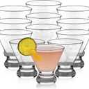 Libbey Cosmopolitan Stemless Martini Glasses Set Of 12, Dishwasher Safe Holiday Martini Glass, Lightweight Cocktail Glass Set for Wedding Party