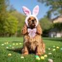 Maca Bates Rabbit Foot Dog Collar with Sailor Bow Tie for Large Girl Boy Dogs, Pink Bunny Pattern,Adjustable Durable Soft Breakaway Collars Easter Day Gift for Male Female Puppy