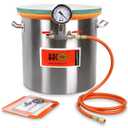 BACOENG 5 Gallon Tempered Glass Lid Stainless Steel Vacuum Chamber Perfect for Stabilizing Wood, Degassing Silicones, Epoxies and Essential Oil