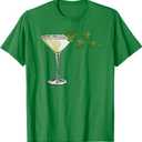 Shamrock Wine Glass, St Patricks Paddys Day Irish Martini T-Shirt (Small, Green)