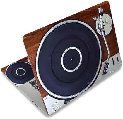 Laptop Decal Sticker Skin Cover, 12" 13.1" 13.3" 14" 15" 15.4" 15.6" Laptop Netbook Vinyl Skin Sticker Cover Art Notebook Protector (2 Wrist Pad Included), Removable Reusable, Retro Music Player