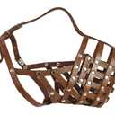 Dogs My Love Secure Leather Mesh Basket Dog Muzzle #16 Brown - Great Dane, Saint Bernard, Mastiff (Circumference 15.5", Snout Length 4.5")