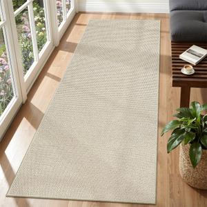 2x5 Runner Rug, Beige Runners for Hallways Non Slip, Washable Kitchen Runner Rugs, Non-Slip Woven Rug Runners for Bedroom, Floor Carpet Mat for Laundry Room Entryway