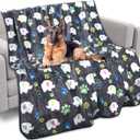 Rezutan Dog Blankets for Large Dogs,with Flannel Gray Elephant Pattern and paw Prints, 60x50 inches, Cat Blanket Puppy Supplies Dog, Soft Pet Mat Throw Cover for Kennel Crate Bed. (-Grey-)