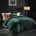 RECYCO Luxury Velvet Quilt Set King Size Bedding Sets, Ultra Soft Velvet Comforter Set, Lightweight Channel Box Stitch Oversized Bedspread Coverlet for All Season, with 2 Shams, Emerald Green