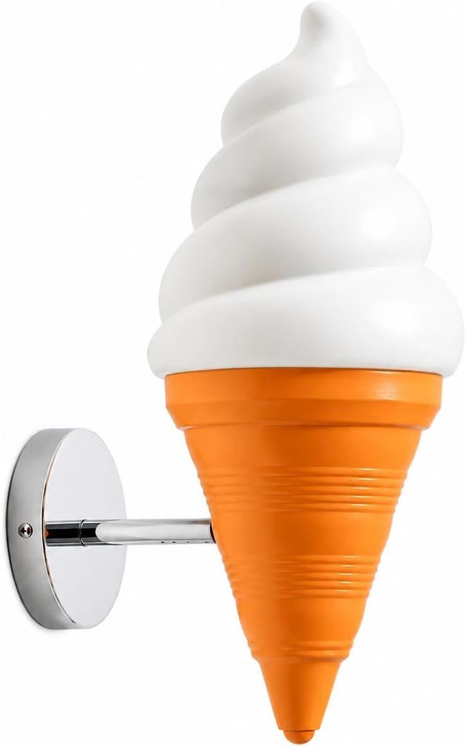 Ice Cream wall lamp Spiral Cone Decorative wall Light Fixture, DIY Lighting Fixtures for Kitchens, Dining Rooms and More（Orange）