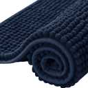 SUBRTEX Bathroom Rugs Chenille Bath Rug Soft Short Plush Bath Mat Soft Shower Mat Water Absorbent Shower Mat Quick Dry Machine Washable(Navy,16" x 24")