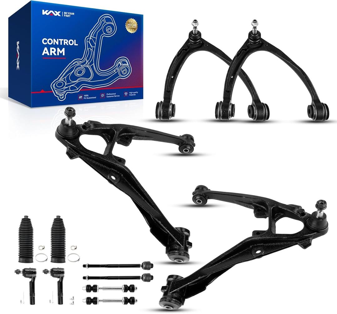 KAX Front Upper Lower Control Arm w/Ball Joint & Outer Tie Rods & Sway Bars for GMC Chevy Silverado Sierra Yukon XL Suburban 1500 Tahoe Avalanche Cadillac Escalade ESV EXT Suspension Kit 12pcs