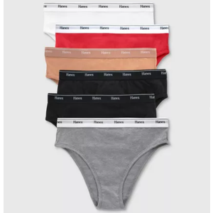 Hanes Originals Women's 6pk Breathable Stretch Cotton Hi Cut Underwear- Colors May Vary, SIZE 6/M