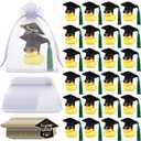 Hollowfly 24 Sets 2026 Graduation Gifts Graduation Rubber Ducks with Grad Cap Sunglasses Chain, Grad Party Favors Bulk for College Party Decor(Green Tassel)