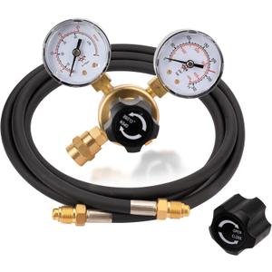 Tutor Auto Argon CO2 Regulator Gauge Welding Gas Regulator, CGA580 Inlet Connection, 0-4500PSI/0-10BAR Input Pressure, Brass, 6.6Ft Gas Hose, MIG TIG Welding