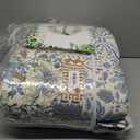 ENASAL Cotton Bedspread Quilt Bedding Sets Reversible Coverlet Comforters Blue Bohemian Rustic Floral Patchwork Pattern Bedspread for All Season,King Size