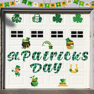 Ferraycle 23 Pcs St. Patrick's Day Garage Door Magnets Decoration Shamrock Garage Door Magnets Green Lucky Clover Car Decals Refrigerator Stickers for St. Patrick's Day Home Party Irish