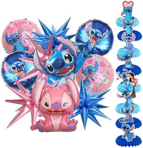 Pack of 18 Cartoon Party Decorations Kit – Birthday Supplies Set 10PCS Foil Balloons 18" 26" and 8PCS Honeycomb Table Centerpieces for Party Birthday Decorations Cartoon Theme Party Supplies