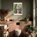 JPDSIIPXZ Funny Cat Bathroom Canvas Wall Art Colorful Tabby Cat on Toilet Picture Wall Decor Animals Reading Newspapers Painting Canvas Prints Dopamine Botanical Poster Artwork for Bathroom Restroom