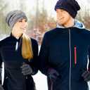 12 Pcs Winter Beanie Hats and Touch Screen Gloves Set Includes 6 Warm Beanie Slouchy Knitted Skull Hats and 6 Pairs Touchscreen Gloves for Men Women Warm Snow Cold Weather with Fleece Lined