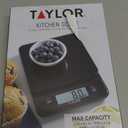 Taylor Glass Top Food Scale with Touch Controls, 11 lb Capacity, Sleek Black Design for Precision Food Measurement in Grams and Ounces