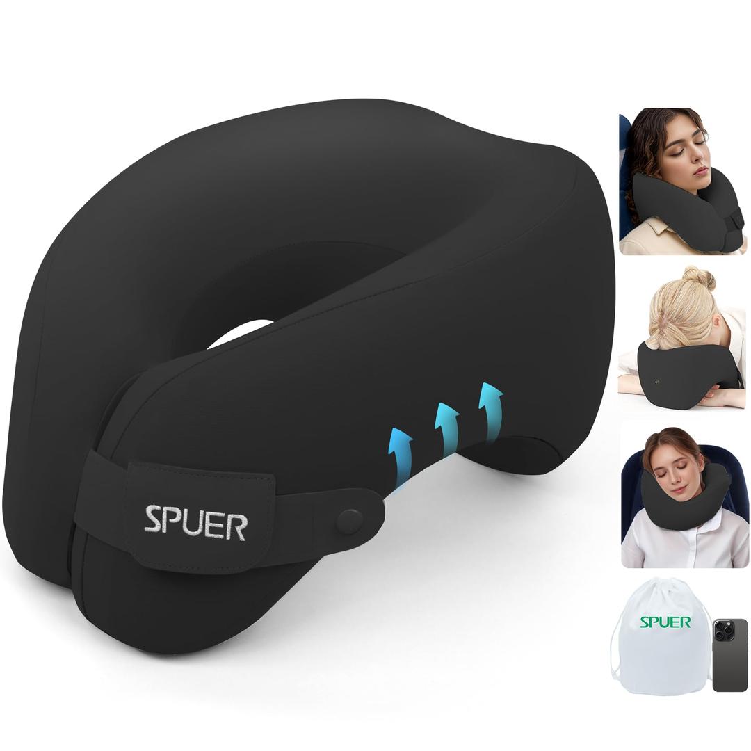 SPUER Ergonomic Neck Support Pillow Memory Foam Travel Pillow 