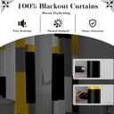 Yellow 100% Blackout Curtains for Bedroom 96 inch Length 2 Panels Set White Grey Modern Abstract Geometric Black Out Curtains Insulated Room Darkening Window Drapes for Living Room, 42Wx96L