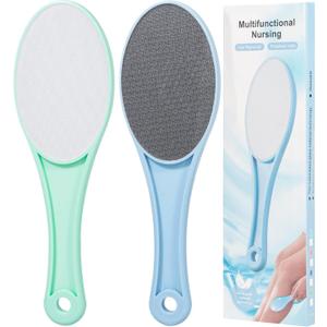 Nano Glass Foot File Callus Remover, 2 Pcs Hard and Dead Skin Remover for Feet, Double Sided Foot Scrubber Hygienic Pedicure Tool, Hair Eraser for Softer & Smoother Feet Hands, Green Blue Random Glass