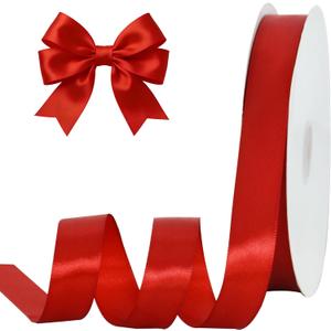 TONIFUL 1 Inch x 100yds Red Satin Ribbon, Thin Solid Color Valentine Ribbon for Gift Wrapping, Crafts, Hair Bows Making, Wedding Party Decoration, Sewing, Invitation Cards, Floral Bouquets, Christmas