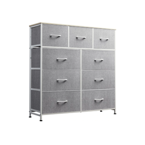 WLIVE 9-Drawer Dresser, Fabric Storage Tower for Bedroom, Hallway, Entryway, Closet, Tall Chest Organizer Unit with Fabric Bins, Steel Frame, Wood Top, Easy Pull Handle, Rustic Brown Wood Grain Print